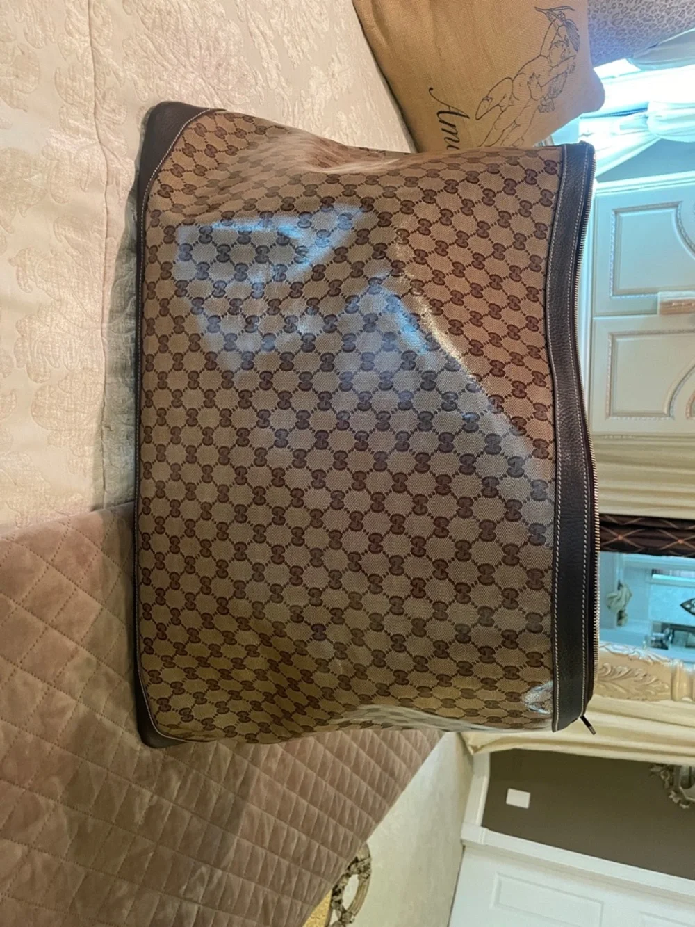 Gucci Brown Monogram Coated Canvas Travel Tote
